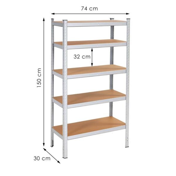 Moduláris fém keretes polc tároláshoz, 5 polc, 205x120x45cm, maximum terhelhetőség 1000kg - Image 2