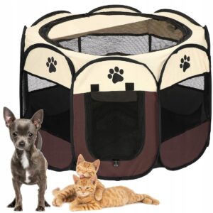 Összecsukható kennel házi kedvenceknek, 81cm átmérőjű, barna bézs