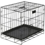 Cusca pentru animale, 2 usi, Pliabila din metal, L, Negru, 60x50x42 cm