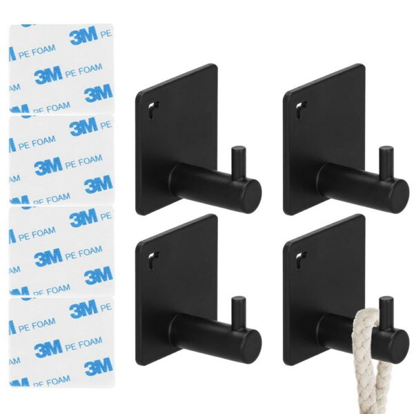 Set 4 agatatori tip cuier pentru baie, sistem fixare inclus, aluminiu, negru - Image 10