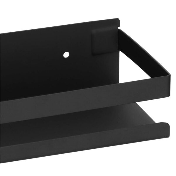 Raft de baie cu 2 sisteme instalare pe perete, aluminiu, 30x10x6cm, negru - Image 10