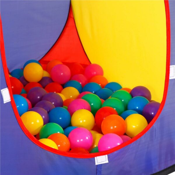 Loc de joaca 3 in 1 pentru copii, multifunctional, casuta, tunel si cort, 280x74x90cm, multicolor - Image 9