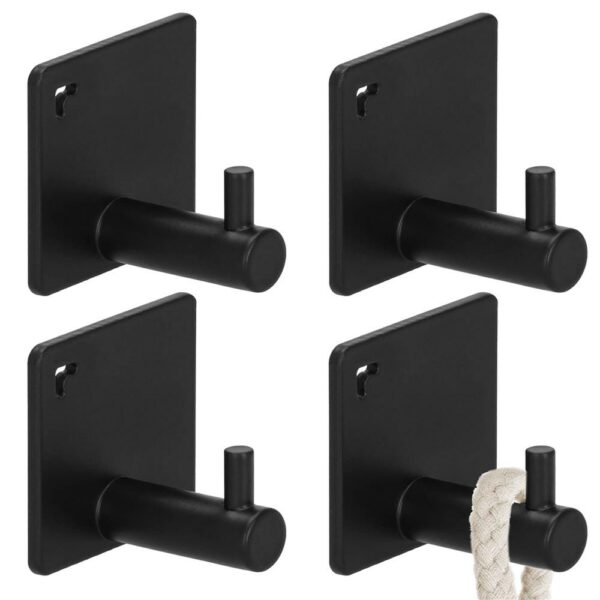Set 4 agatatori tip cuier pentru baie, sistem fixare inclus, aluminiu, negru - Image 11