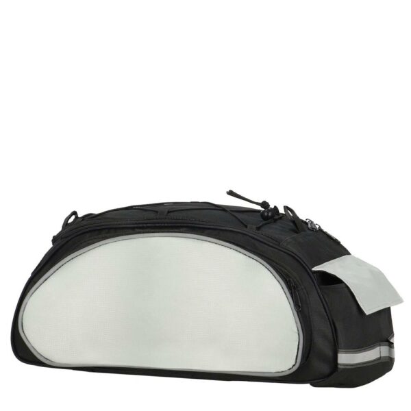Geanta portbagaj bicicleta, 1 compartiment si 3 buzunare laterale, 40x20x17cm, negru cu elemente reflectorizante gri - Image 11