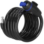 Kerékpár- és rollerbiztonsági lánc, kulcsos zárral, 180 cm hosszú, acél, fekete