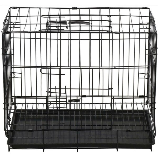Cusca pentru animale, 2 usi, Pliabila din metal, M, Negru, 50x42x34 cm - Image 11