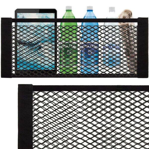 Organizator pentru portbagaj cu plasa, instalare cu arici, 24x50-70cm, negru - Image 11
