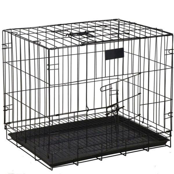 Cusca pentru animale, 2 usi, Pliabila din metal, L, Negru, 59x50x42 cm - Image 12