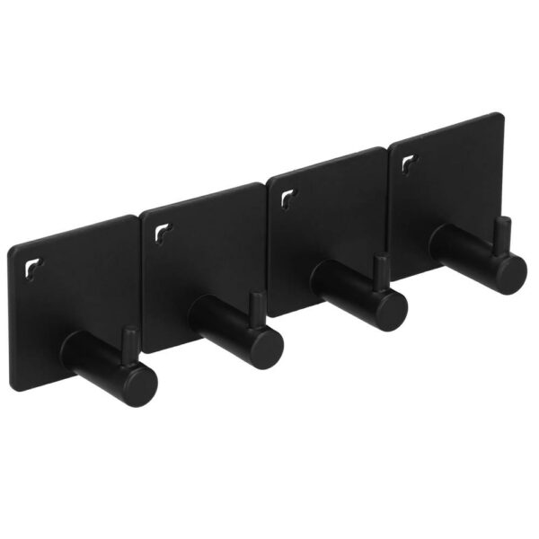 Set 4 agatatori tip cuier pentru baie, sistem fixare inclus, aluminiu, negru - Image 12