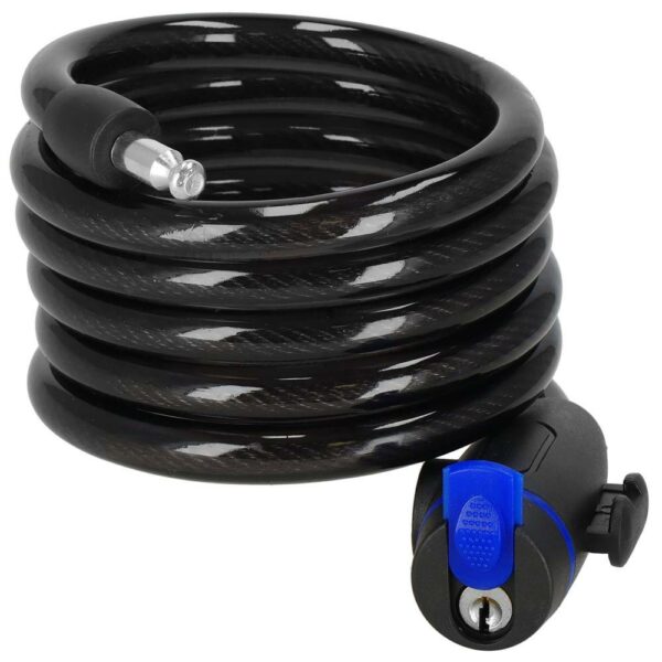 Lant antifurt bicicleta si trotineta, inchidere cheie, lungime 180 cm, Otel, Negru - Image 12