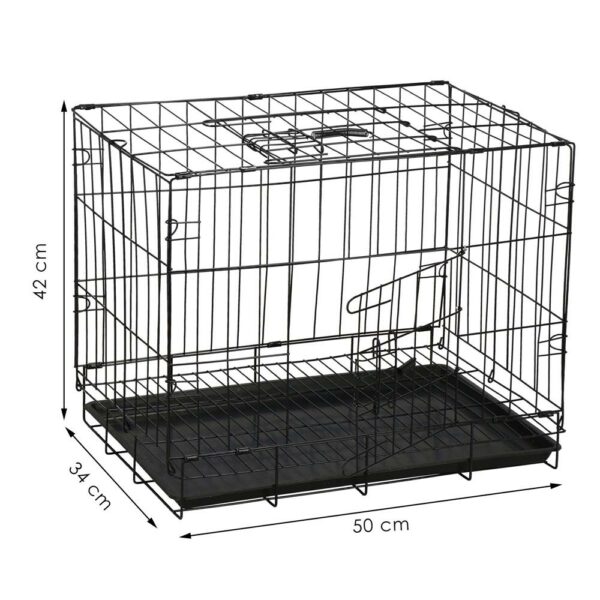 Cusca pentru animale, 2 usi, Pliabila din metal, M, Negru, 50x42x34 cm - Image 12