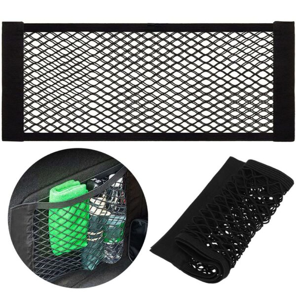 Organizator pentru portbagaj cu plasa, instalare cu arici, 24x50-70cm, negru - Image 12