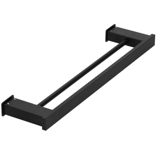 Suport prosoape pentru baie cu 2 sisteme de instalare, 2 brate, din aluminiu, 50x12cm, negru - Image 13