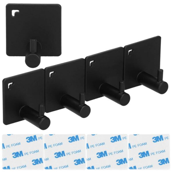 Set 4 agatatori tip cuier pentru baie, sistem fixare inclus, aluminiu, negru - Image 19