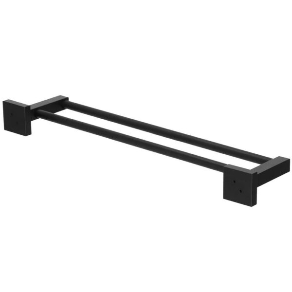 Suport prosoape pentru baie cu 2 sisteme de instalare, 2 brate, din aluminiu, 50x11cm, negru - Image 14