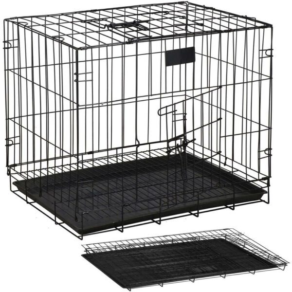 Cusca pentru animale, 2 usi, Pliabila din metal, L, Negru, 59x50x42 cm - Image 13