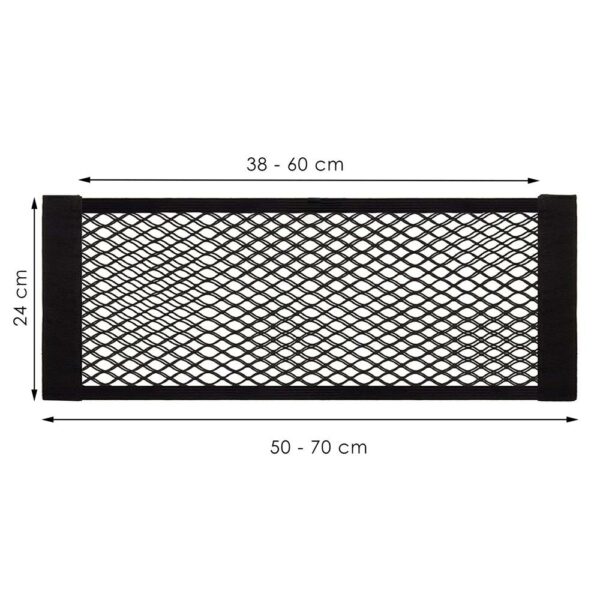 Organizator pentru portbagaj cu plasa, instalare cu arici, 24x50-70cm, negru - Image 14