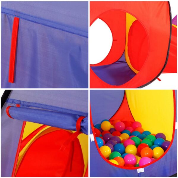 Loc de joaca 3 in 1 pentru copii, multifunctional, casuta, tunel si cort, 280x74x90cm, multicolor - Image 13