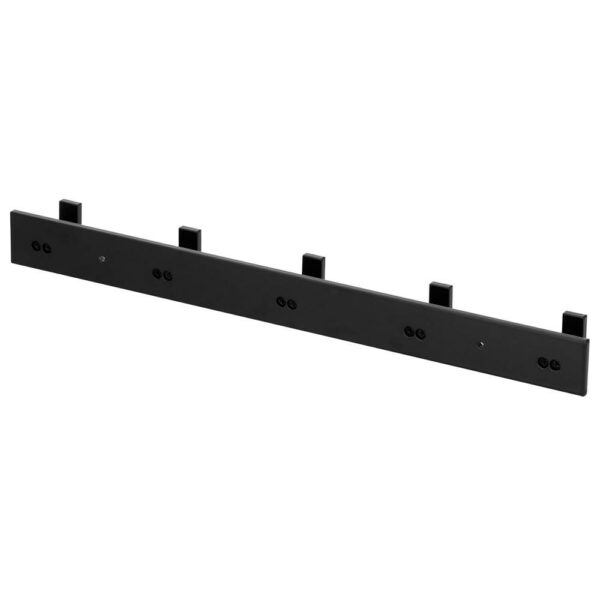Cuier de baie pentru prosoape cu 2 sisteme instalare, aluminiu, 5 agatatori, 45x4cm, negru - Image 16