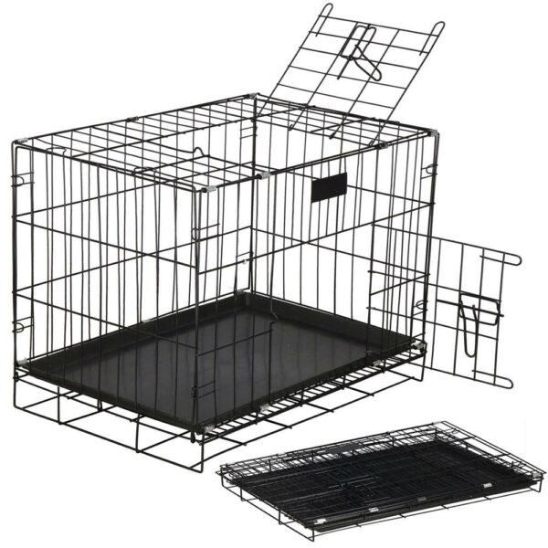 RESIGILAT: Cusca pentru animale, 2 usi, Pliabila din metal, L, Negru, 60x50x42 cm - Image 18