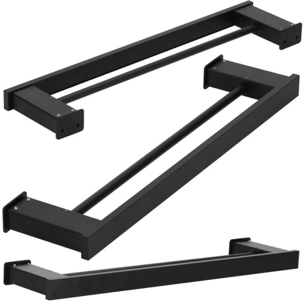Suport prosoape pentru baie cu 2 sisteme de instalare, 2 brate, din aluminiu, 50x12cm, negru - Image 16