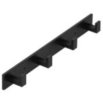 Fürdőszobai törölközőtartó akasztó, 2-féle rögzítési rendszerrel, alumíniumból, 4 kampóval, 35x4 cm, fekete