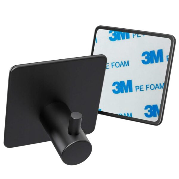 Set 4 agatatori tip cuier pentru baie, sistem fixare inclus, aluminiu, negru - Image 15