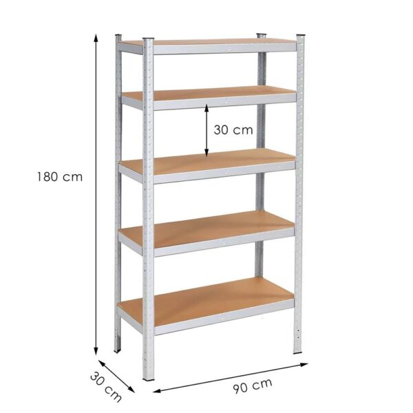 Raft cadru metalic modular pentru depozitare, 5 polite, 180x90x30cm, sarcina 875kg - Image 20