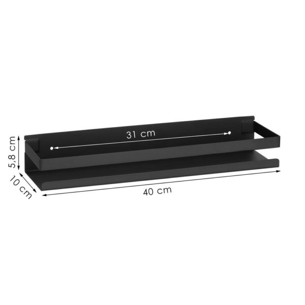 Raft de baie cu 2 sisteme instalare pe perete, aluminiu, 40x10x6cm, negru - Image 20