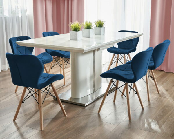 (DL) Scaun dining Velvet pentru bucatarie tapitat cu catifea, 46x50x73cm, albastru - Image 3