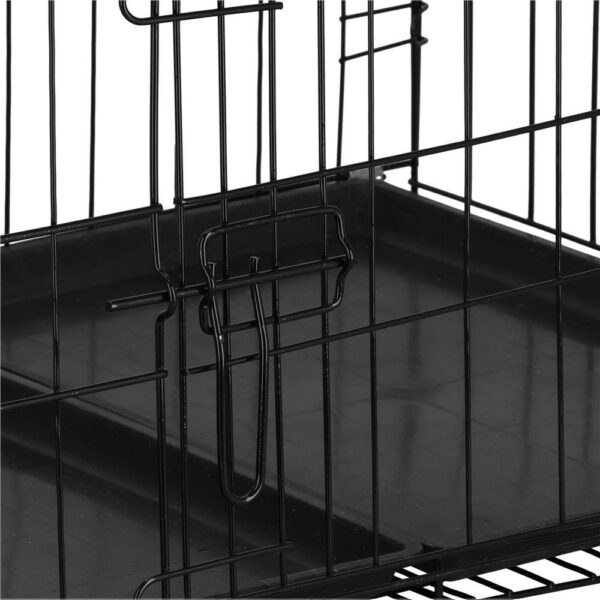 Cusca pentru animale, 2 usi, Pliabila din metal, XXL, Negru, 130x70x60 cm - Image 3