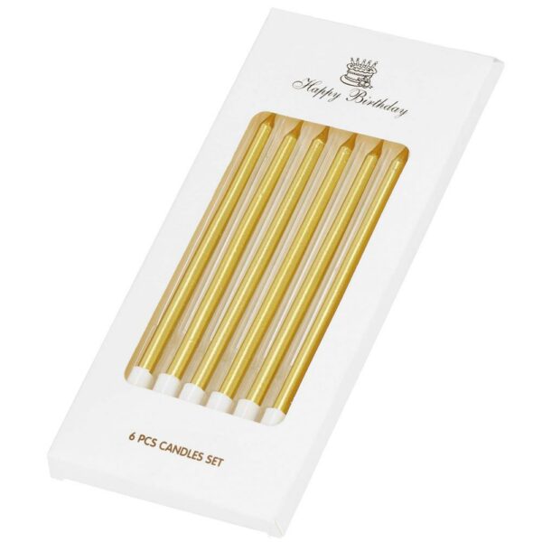 Set 6 lumanari pentru tort, drepte, auriu, 9 cm - Image 2