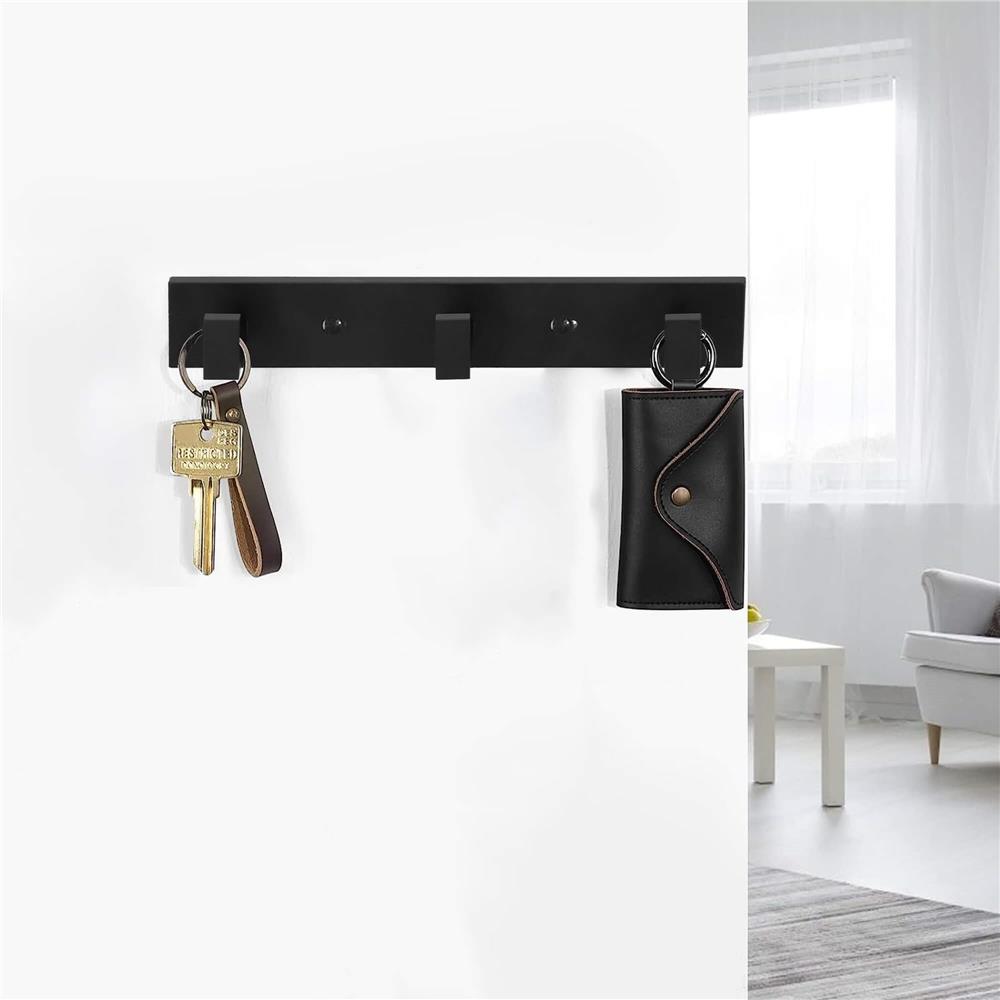 Cuier de baie pentru prosoape cu 2 sisteme instalare, aluminiu, 3 agatatori, 25x4cm, negru - Image 2