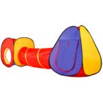Loc de joaca 3 in 1 pentru copii, multifunctional, casuta, tunel si cort, 280x74x90cm, multicolor