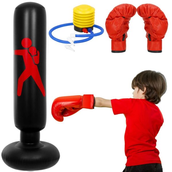 Sac de box gonflabil pentru copii, Inaltime 160 cm, PVC, Negru - Image 23