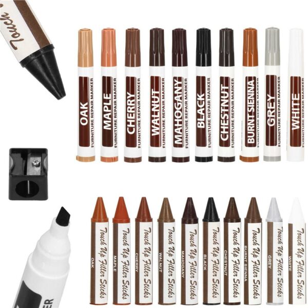 Set 20 markere si creioane de ceara pentru reparatii mobila, multicolor - Image 29