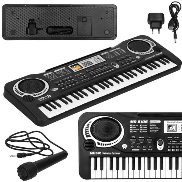 Orga electronica pentru copii, cu microfon, 61 chei, modul invatare, 54x17x5cm - Image 4