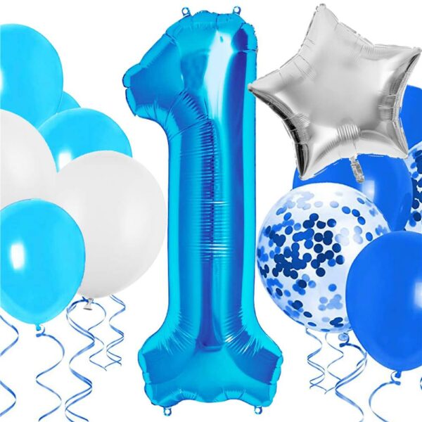 15 db lufi és dekoráció 1 éves évfordulós készlet, fiú, kék - Image 5