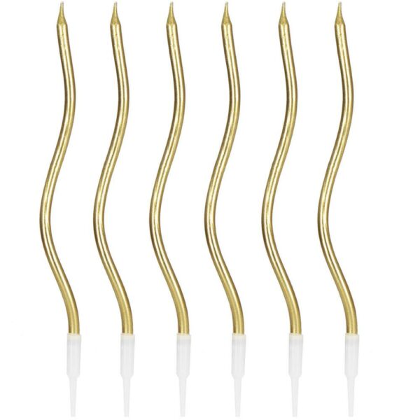 Set 6 lumanari pentru tort, ondulate, auriu, 11,5 cm - Image 3