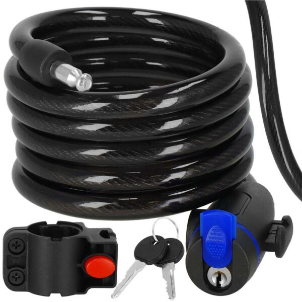 Lant antifurt bicicleta si trotineta, inchidere cheie, lungime 180 cm, Otel, Negru - Image 5
