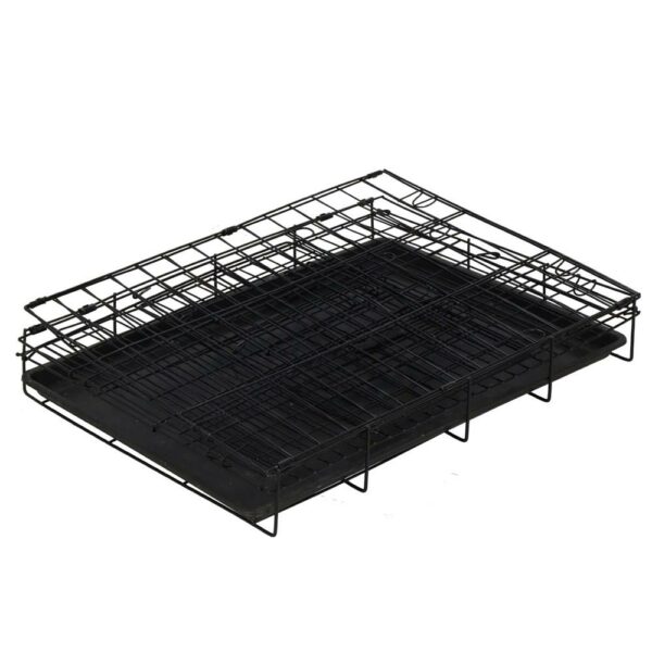 Cusca pentru animale, 2 usi, Pliabila din metal, M, Negru, 50x42x34 cm - Image 4