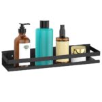 Raft de baie cu 2 sisteme instalare pe perete, aluminiu, 40x10x6cm, negru