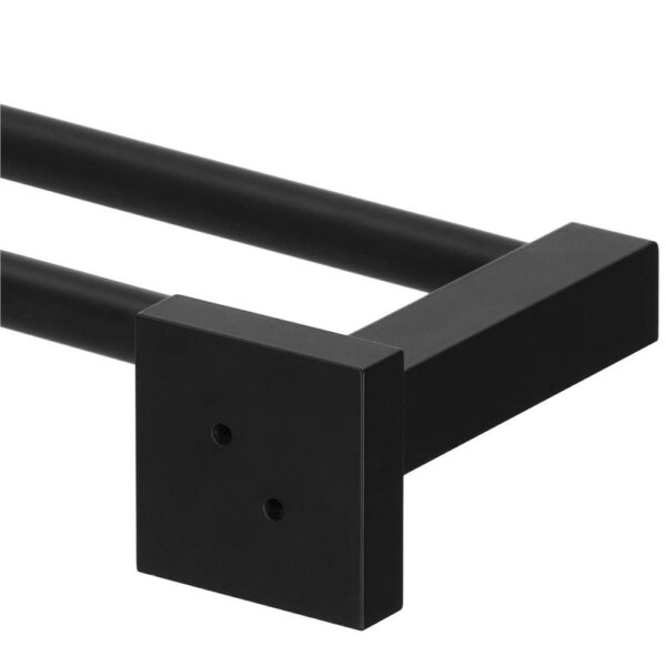 Suport prosoape pentru baie cu 2 sisteme de instalare, 2 brate, din aluminiu, 50x11cm, negru - Image 6