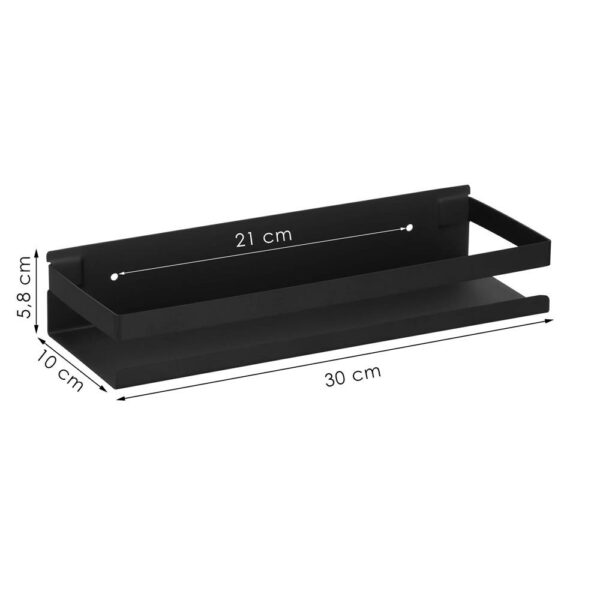 Raft de baie cu 2 sisteme instalare pe perete, aluminiu, 30x10x6cm, negru - Image 5