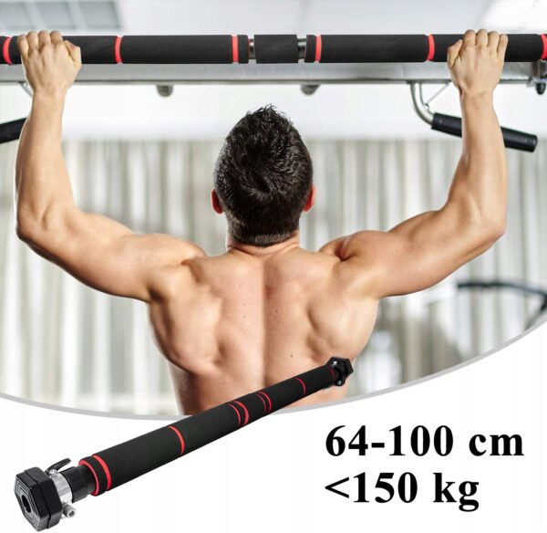 Ajtókeretbe illeszthető húzódzkodó rúd, acélból, hossza 64-100 cm - Image 5