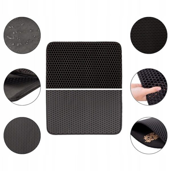 Covor pentru litiera pisicii, colectarea granulelor de nisip, negru, 45x35cm - Image 6