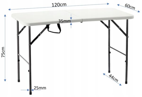 RESIGILAT: Masa dreptunghiulara pliabila multifunctionala, 120x75x60cm, alba - Image 8