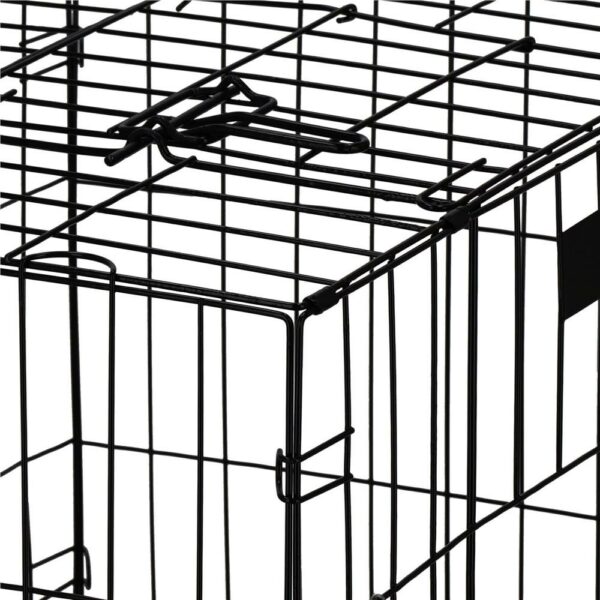 Cusca pentru animale, 2 usi, Pliabila din metal, L, Negru, 59x50x42 cm - Image 6