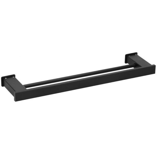 Suport prosoape pentru baie cu 2 sisteme de instalare, 2 brate, din aluminiu, 50x12cm, negru - Image 6
