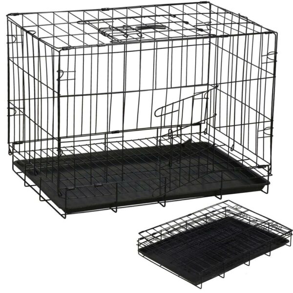 Cusca pentru animale, 2 usi, Pliabila din metal, M, Negru, 50x42x34 cm - Image 6